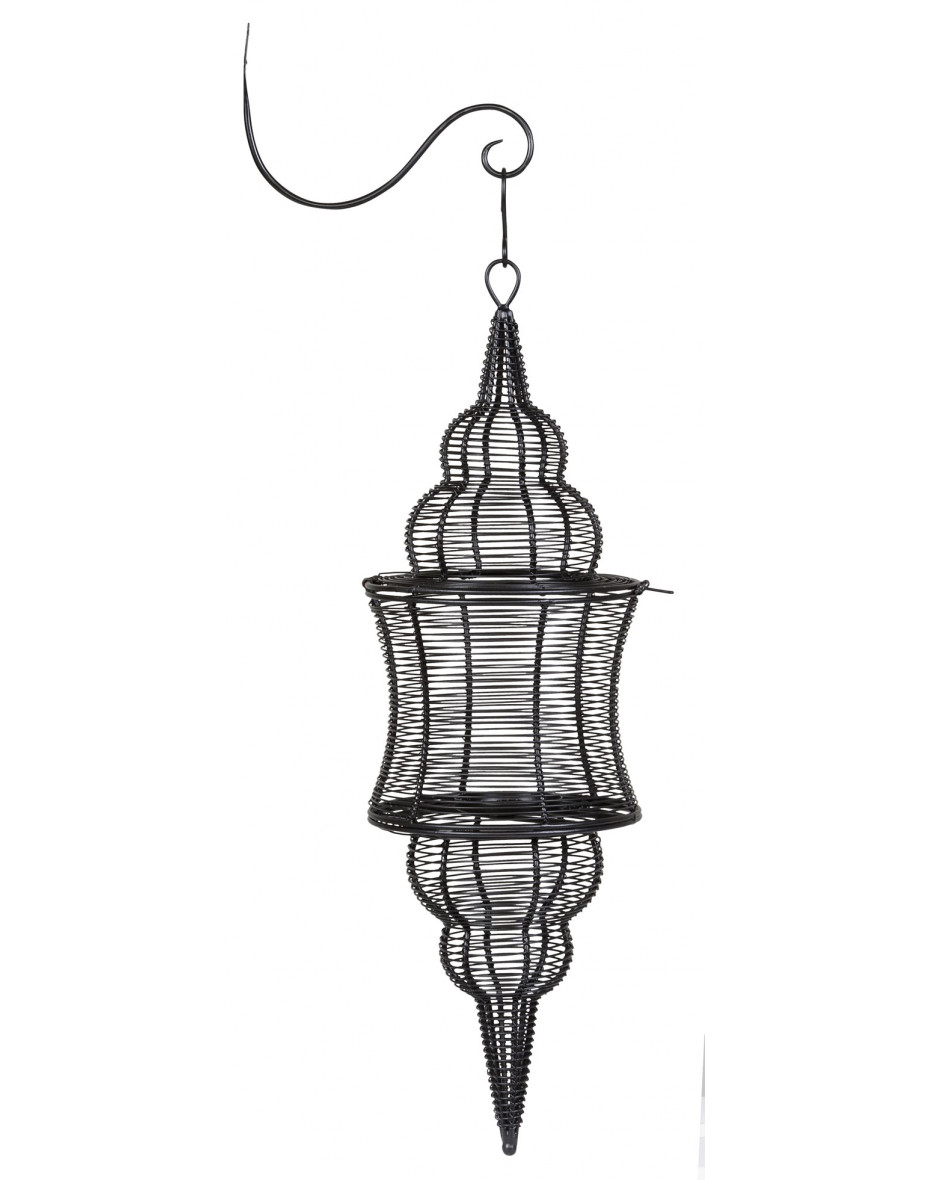 Orientálny závesný lampáš Yasleena L - čierny 62 cm